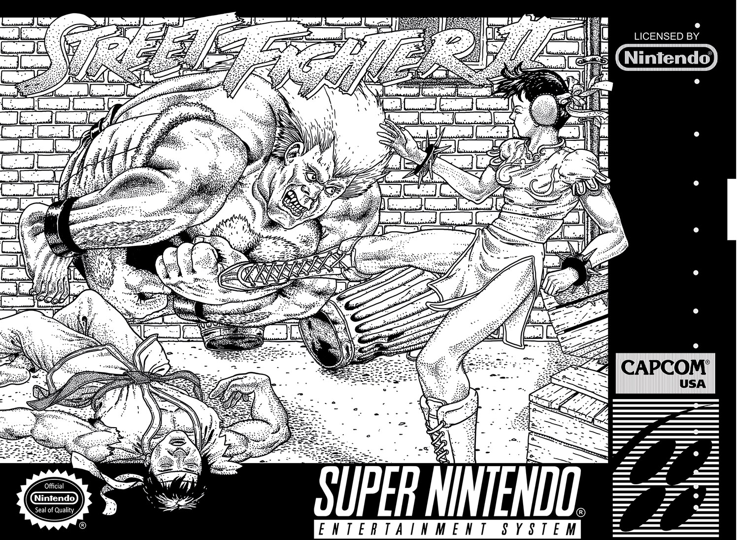 SNES Meisterstudien „Street Fighter II“ Serigraphie auf Karton (handgedruckt), limitierte Auflage, 8 Stück, 2014, 30×40